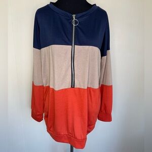 Fall vibes long sleeve zip detail.